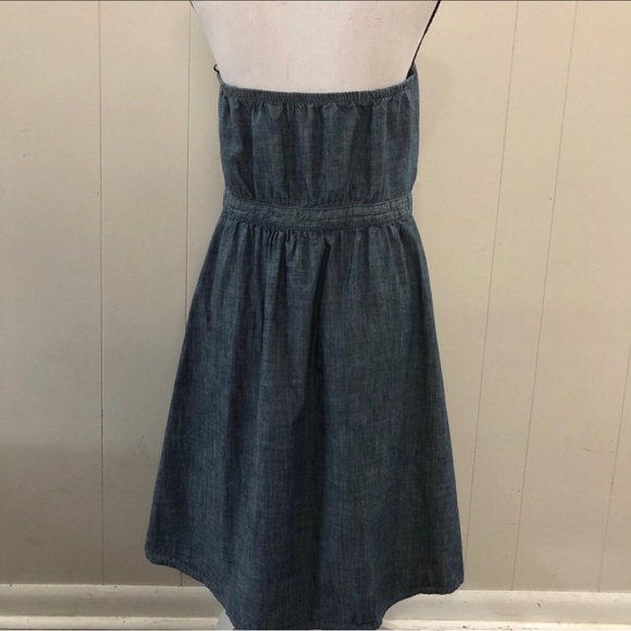 7 FAM Sz L Chambray Blue Jean Midi Button-Up Denim Dress - Picture 4 of 6